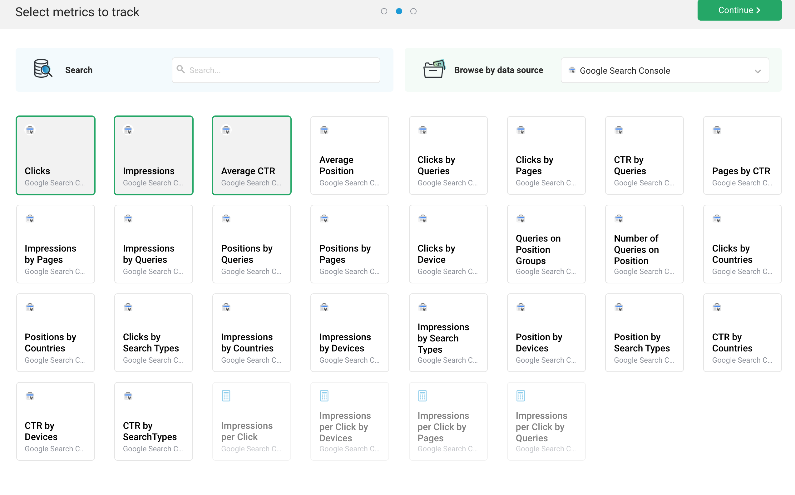 databox select metrics to track